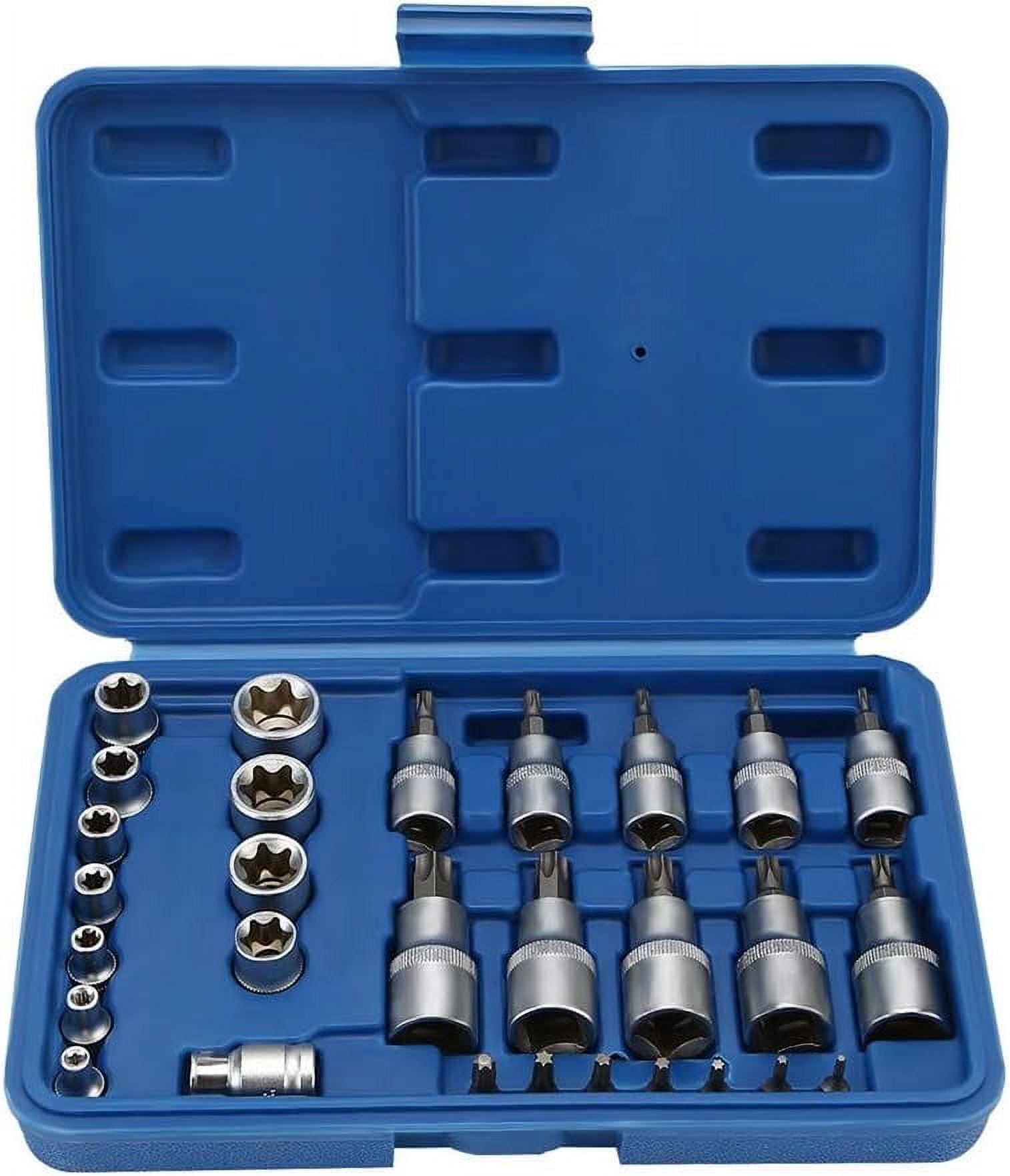 Torx Bit Socket Set, Chrome Vanadium Steel, T8-T55, Quench Forged ...