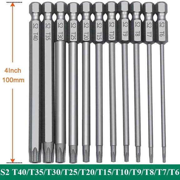 Torx Security Bit Set S2 Steel Magnetic Security Screwdriver Set 50/100mm Star Screwdriver Set for Shark Vacuum T6-T40