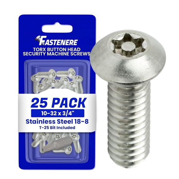 Torx Security Machine s - 10-32 x 3/4" (25-Pack) Stainless Steel, Tamper-Resistant, Button Head s, Bolt for Higher Level of Safety & Theft Prevention