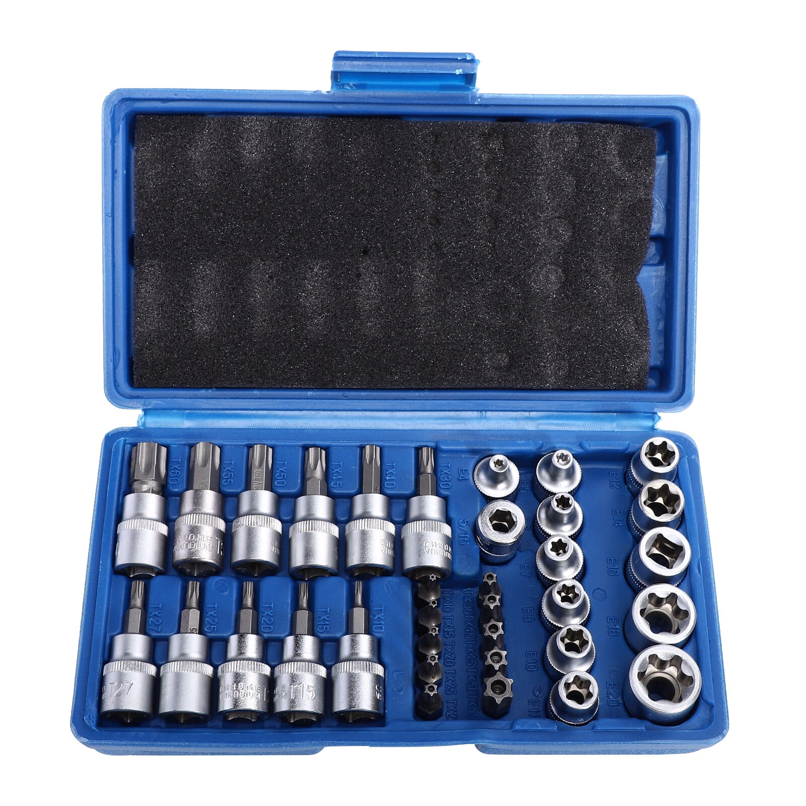 Torx Socket, 34pcs Male Female Torx Star Bit Socket E-Socket Set ...