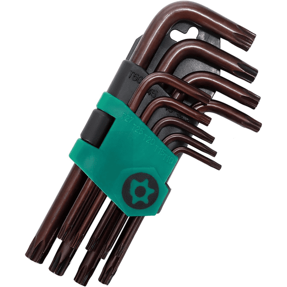 Torx Star Allen Wrench Set, Tamper Resistant Star Key, S2 Steel, 9-Piece Star Wrench Key T10-T50