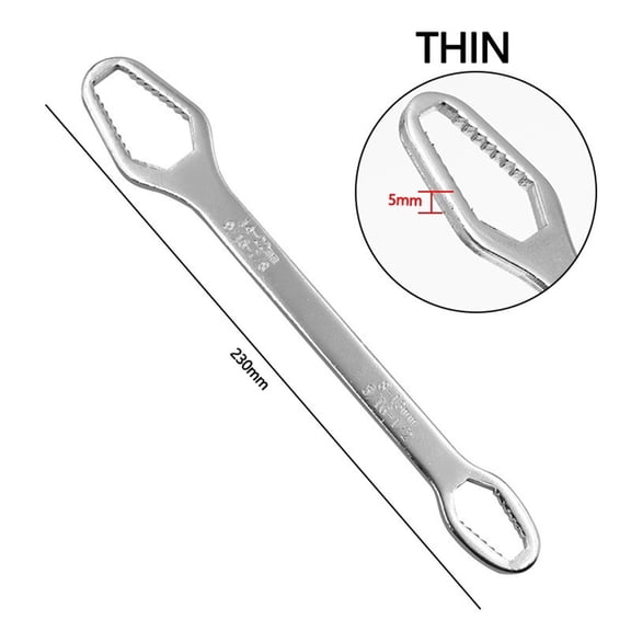 Torx Wrench Double Head Self Tightening, QQZ Vanadium Steel Forged Repair Tool, 8mm-22mm Jaw Range Anti Rust Polished Plated for Automotive Motorcycle Maintenance, Silver