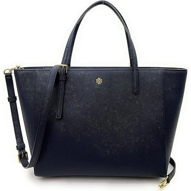 Tory Burch 136091 Emerson Tory Navy Blue With Gold Hardware Leather ...