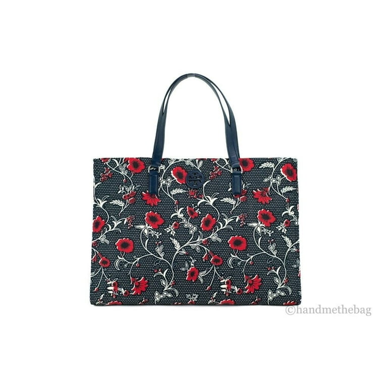 Tory Burch Women's Large Nylon Floral Printed Tote (Navy / Red