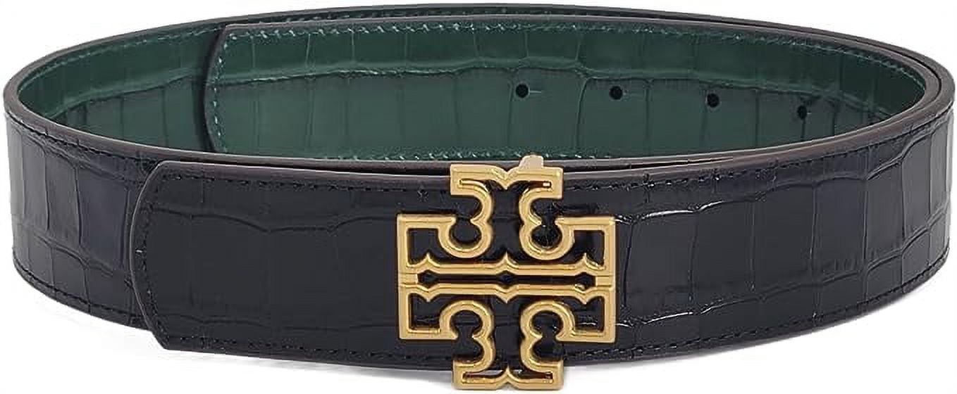 Tory Burch 140973 Black/Norwood Green Croc Design Leather 
