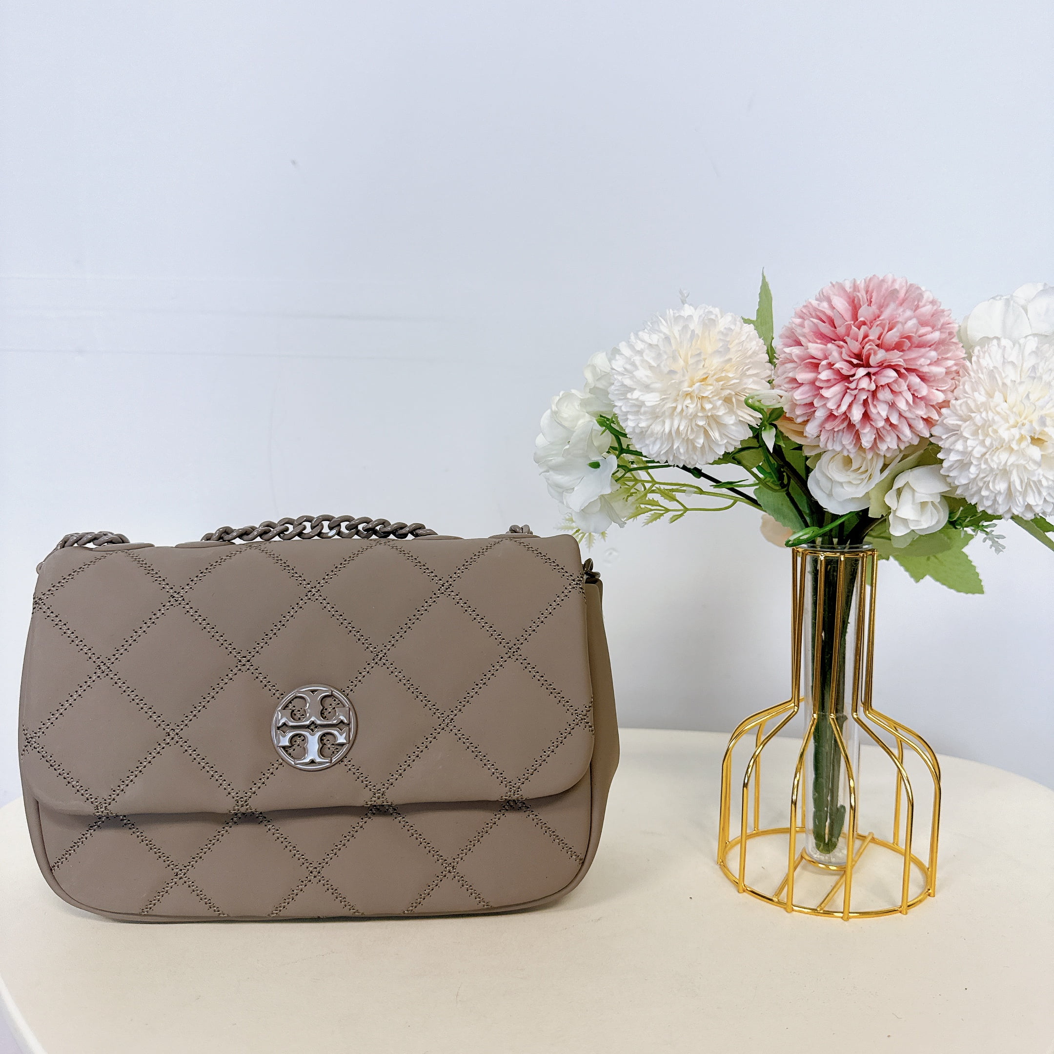 Tory Burch 149682 Willa Matte Small Shoulder Bag IN GRAY HERON Walmart Business Supplies