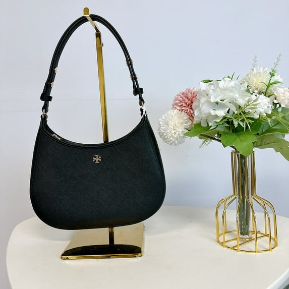 Tory Burch 150258 Emerson Saffiano Leather Shoulder Bag in Black