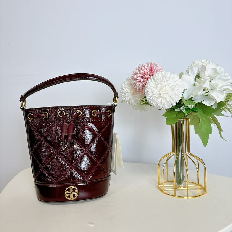 Tory Burch 152044 Plain Leather Crossbody Outlet Shoulder Bag in Wine Red