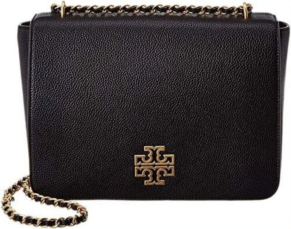 Tory Burch 60401 Britten Black Leather With Gold Hardware Women's Large