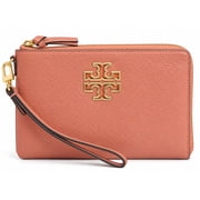Tory Burch Womens Britten Pebbled Leather Large Zip Pouch Wristlet Tramonto
