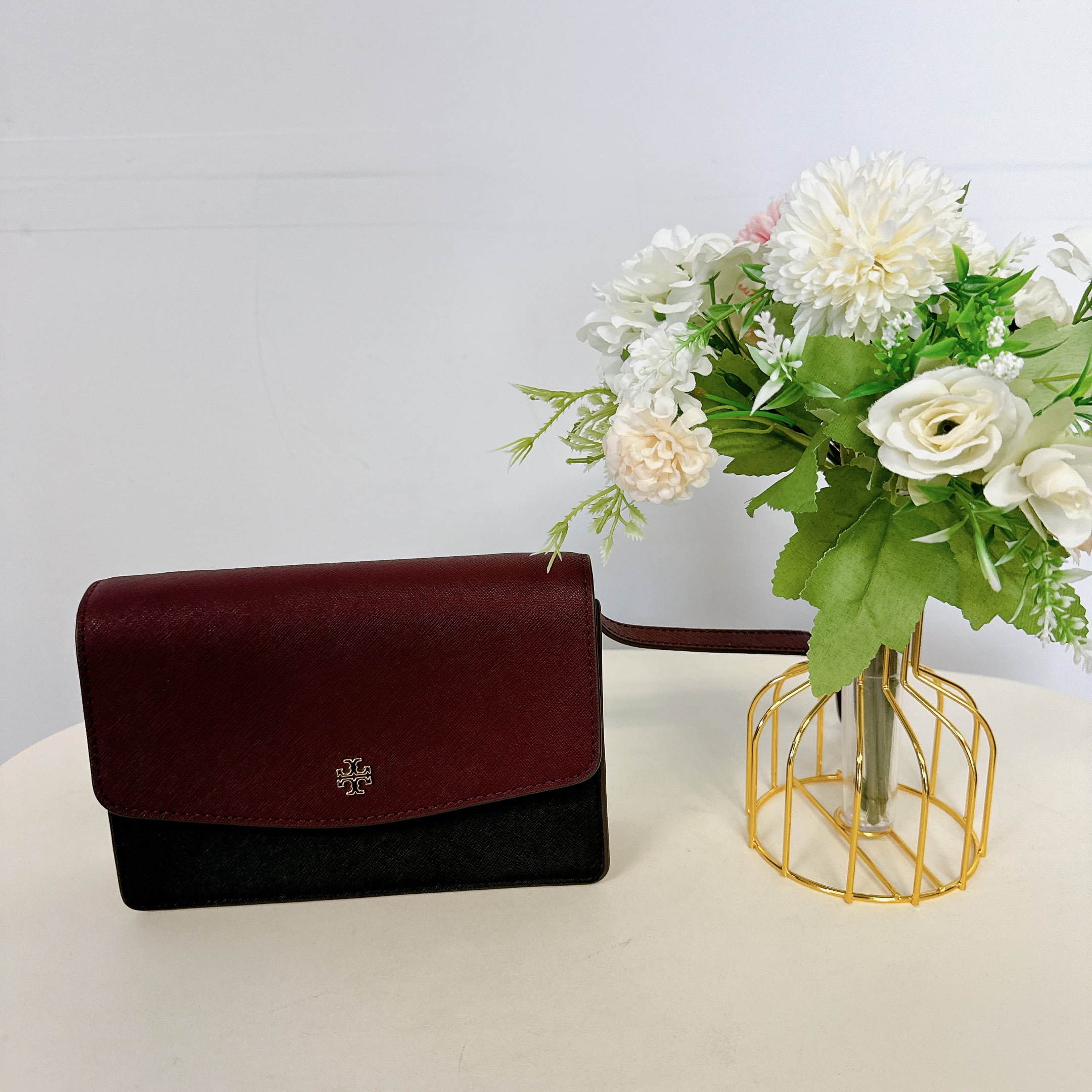 Tory Burch 84744 0821 Emerson Mini Shoulder Bag In Claret Black Walmart Business Supplies