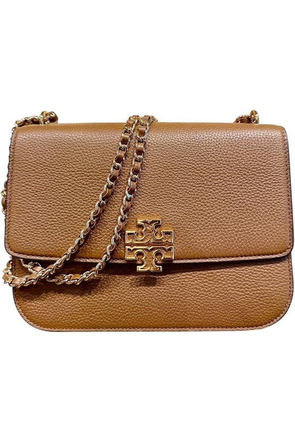 Britten Medium Pebbled Leather Shoulder Bag, Moose Brown