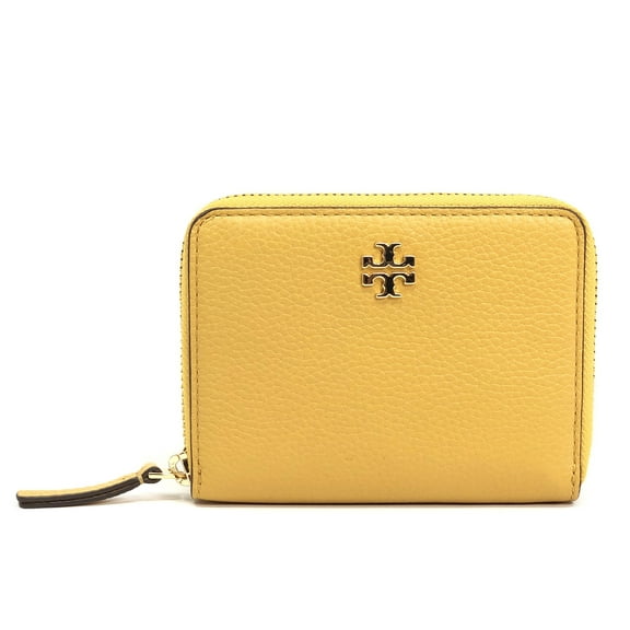 Tory Burch Carter Pebbled Leather Zip Around Mini Wallet (Solarium)