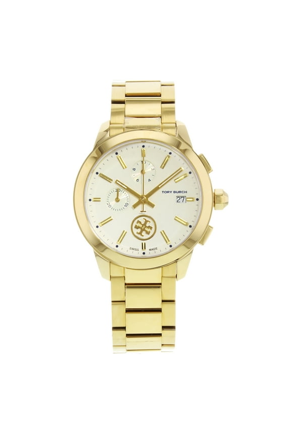 Pre-Owned Tory Burch Collins Yellow Gold Tone Cream Dial Steel Quartz Ladies Wristwatch TB1250