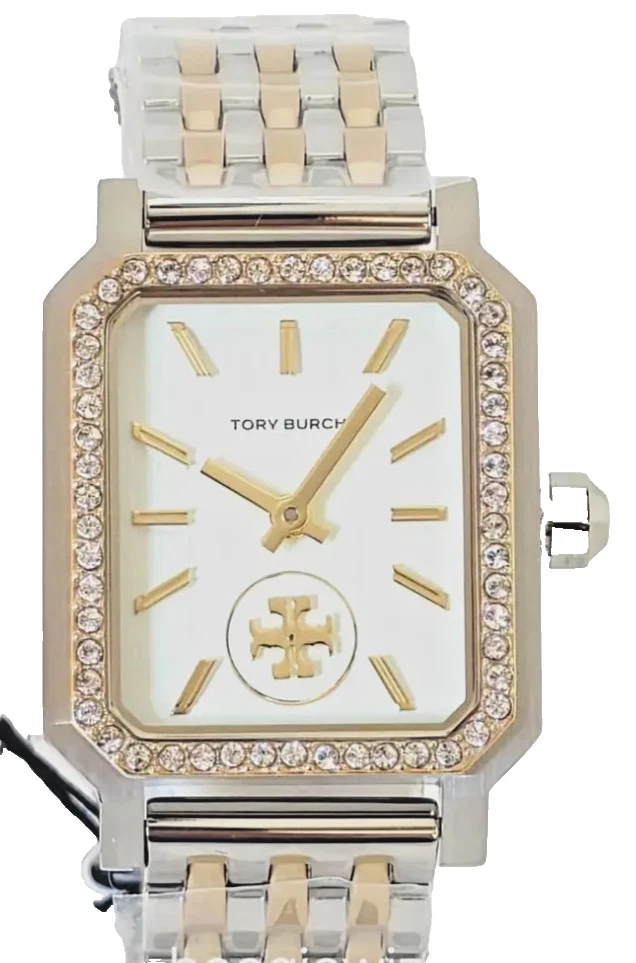 TORY BURCH Eleanor TBW1514 Cream Dial Two Tone Double Bracelet 28MM Womens Watch
