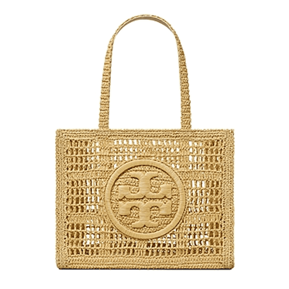 Tory Burch Ella Crochet Raffia Tote Bag In
