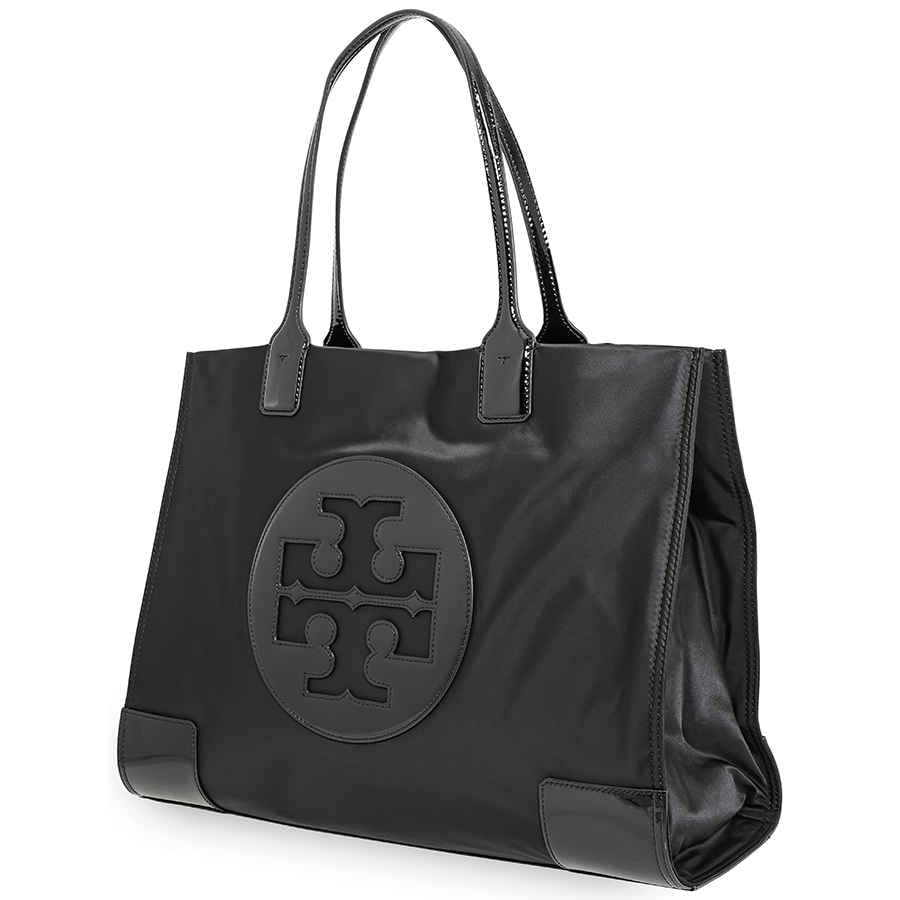 Tory Burch Ella Monogram Canvas Tote Bag Black