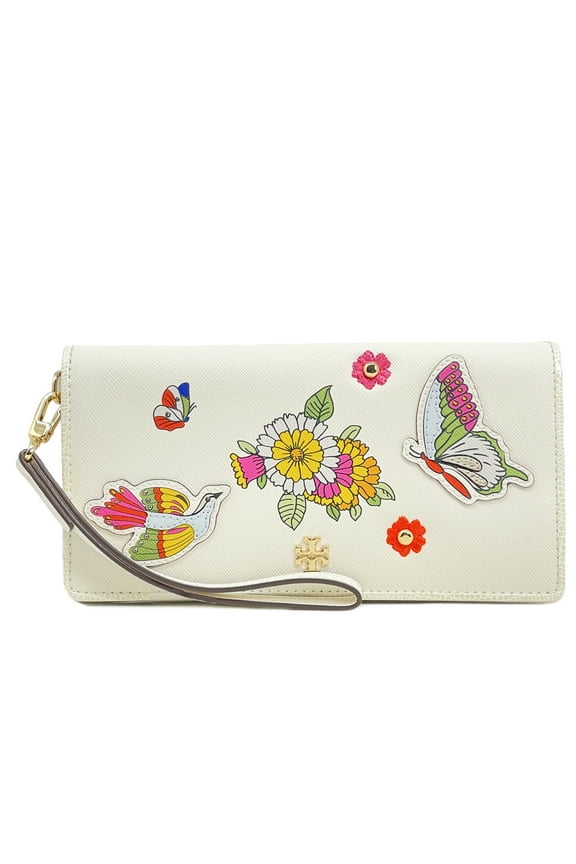 Emerson Applique Snap Continental Wallet Wristlet (New Ivory / Multi)