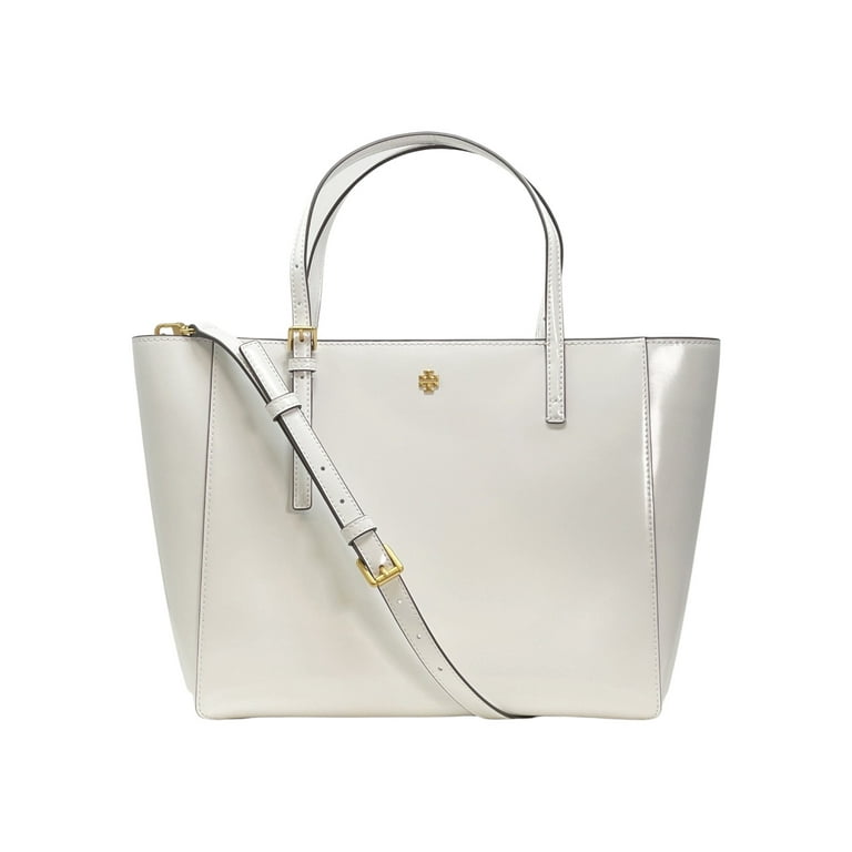 Tory Burch Women s Emerson Patent Small Tote Bag White Walmart