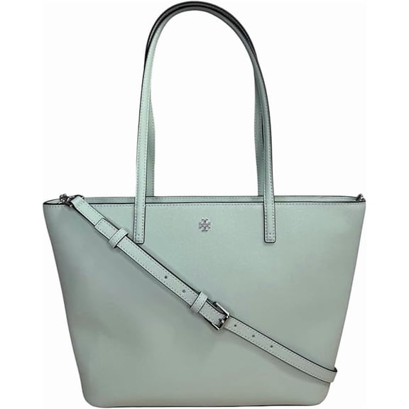 Tory Burch Emerson Top Zip Tote Detachable Crossbody Strap (Cold Brew Light Cream)