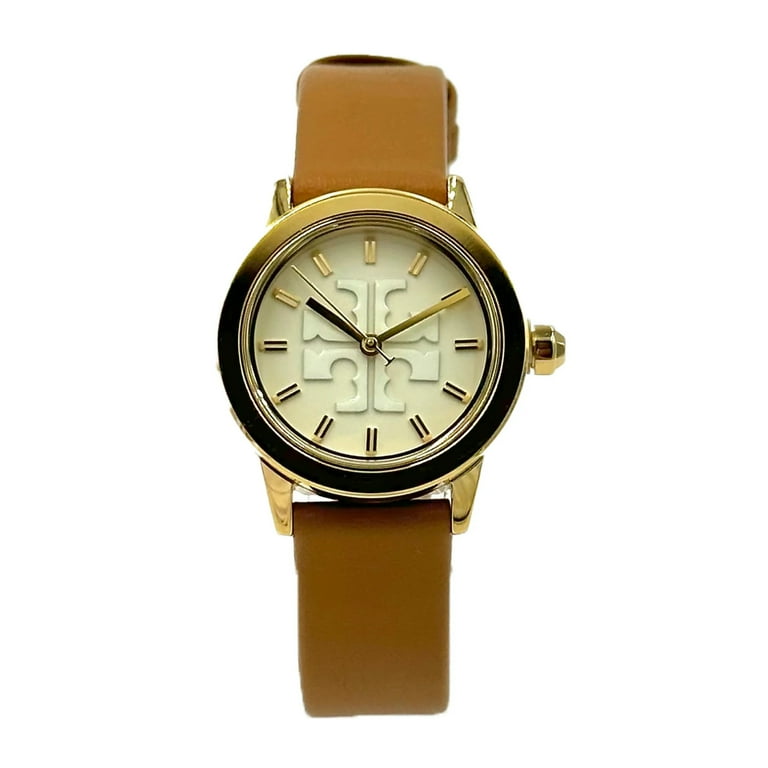 Tory Burch Women Gigi Goldtone Stainless Steel Leather Strap Watch