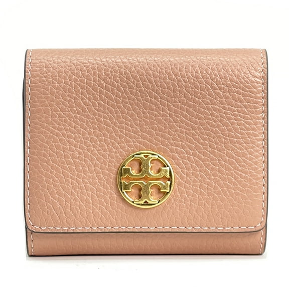 Tory Burch Grace Pebbled Leather Trifold Wallet (Pink Moon)