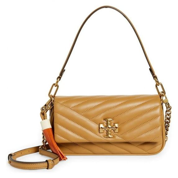 Tory Burch Hb Kira Chevron Tassel Small Flap Shoulder Bag Dusty Almond OS