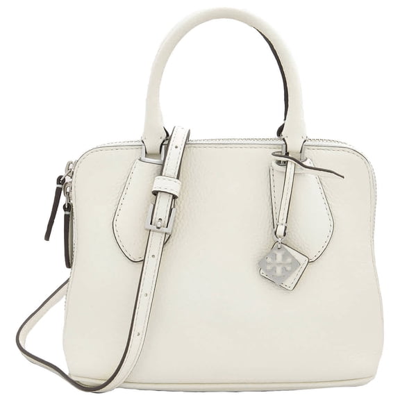 Tory Burch White Pebbled Leather Mini Swing Satchel