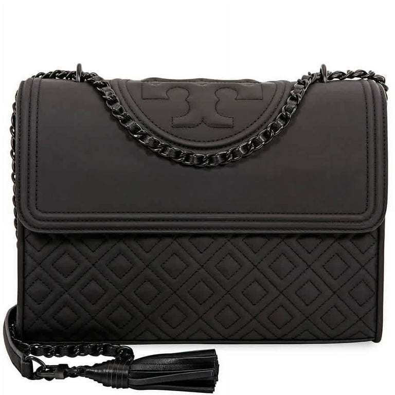 Tory Burch Fleming Small Quilted Leather Convertible Shoulder Bag In Black