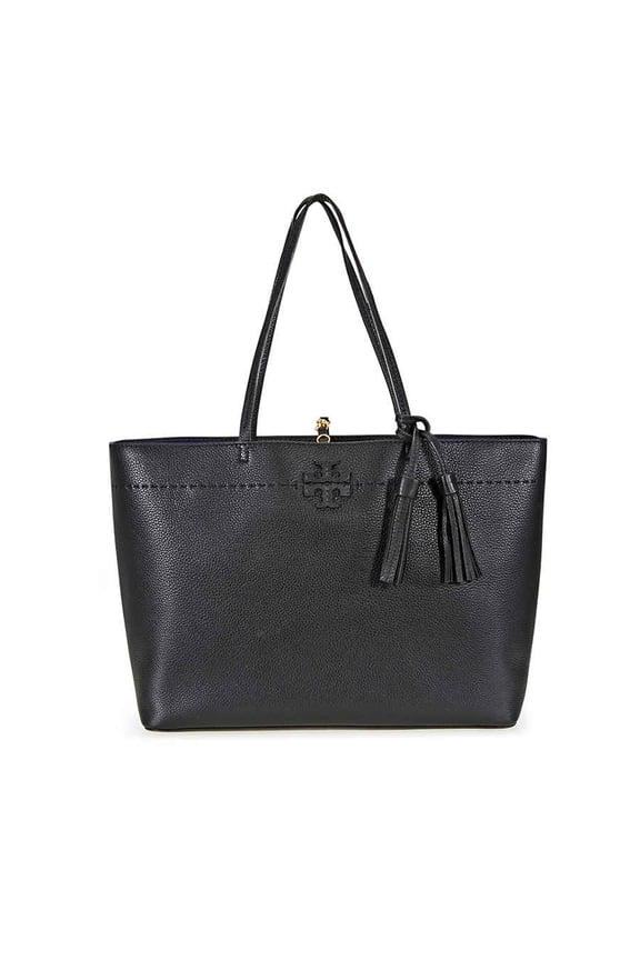 McGraw Leather Tote - Black / Royal Navy