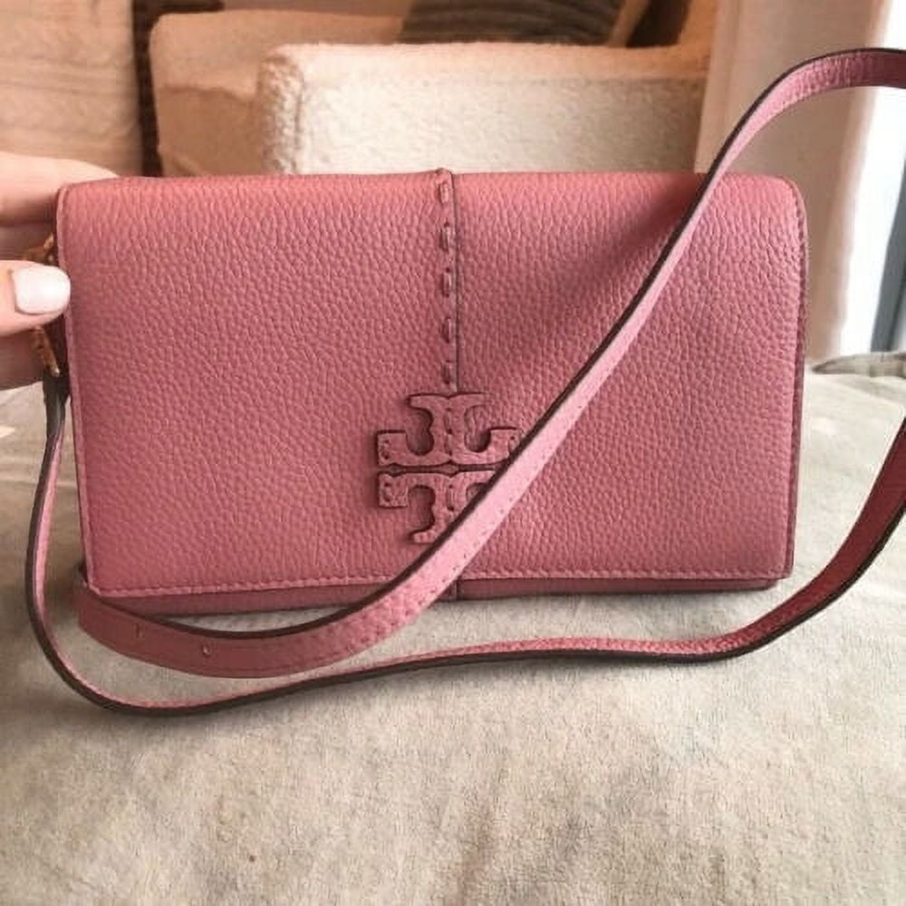 Tory Burch Thea Crossbody Bag Mini Pink Magnolia in Pebbled