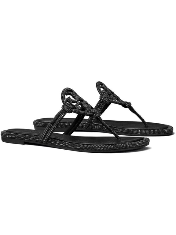 PERFECT BLACK Women's Miller Pave Logo Thong Sandals, US 8