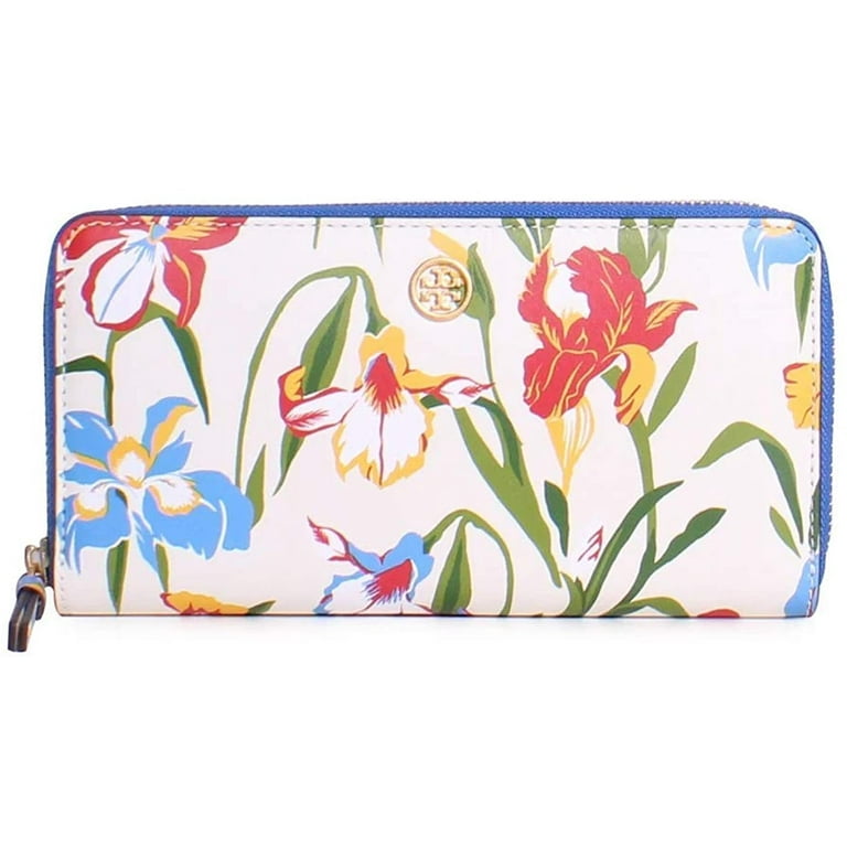 Tory Burch Printed Leather Floral Zip Continental Wallet in Painted Iris