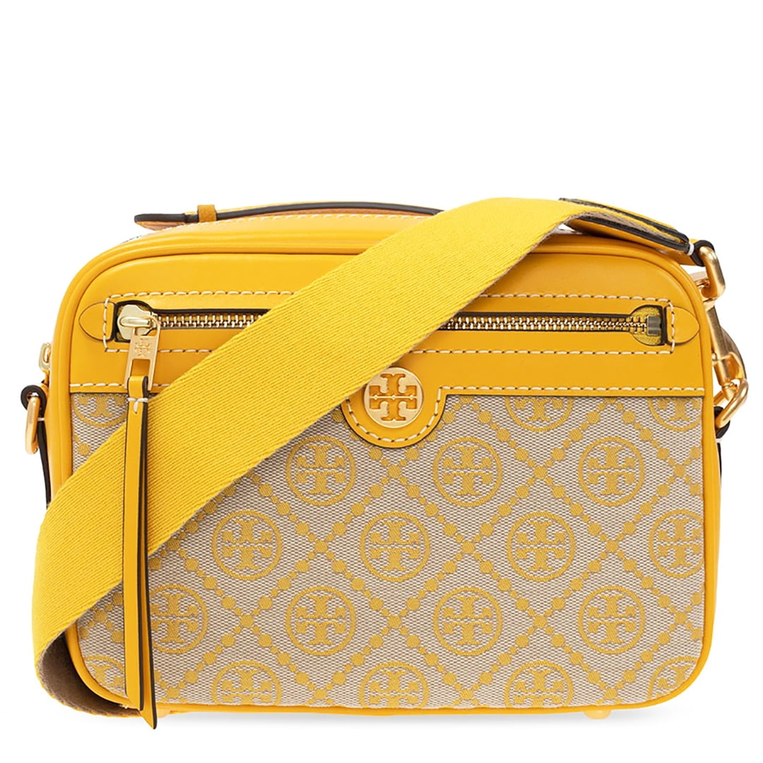 ハンドバッグ TORY BURCH Woman Handbag Yellow 154710 700 Tory Burch Women's T Monogram Jacquard Camera Crossbody Bag
