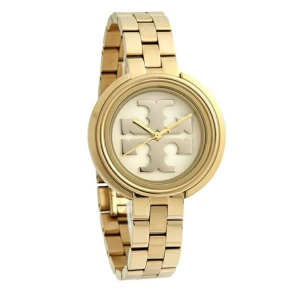 Tory Burch TBW6208 Miller White Logo Dial Gold Stainless Steel Band Women's Watch