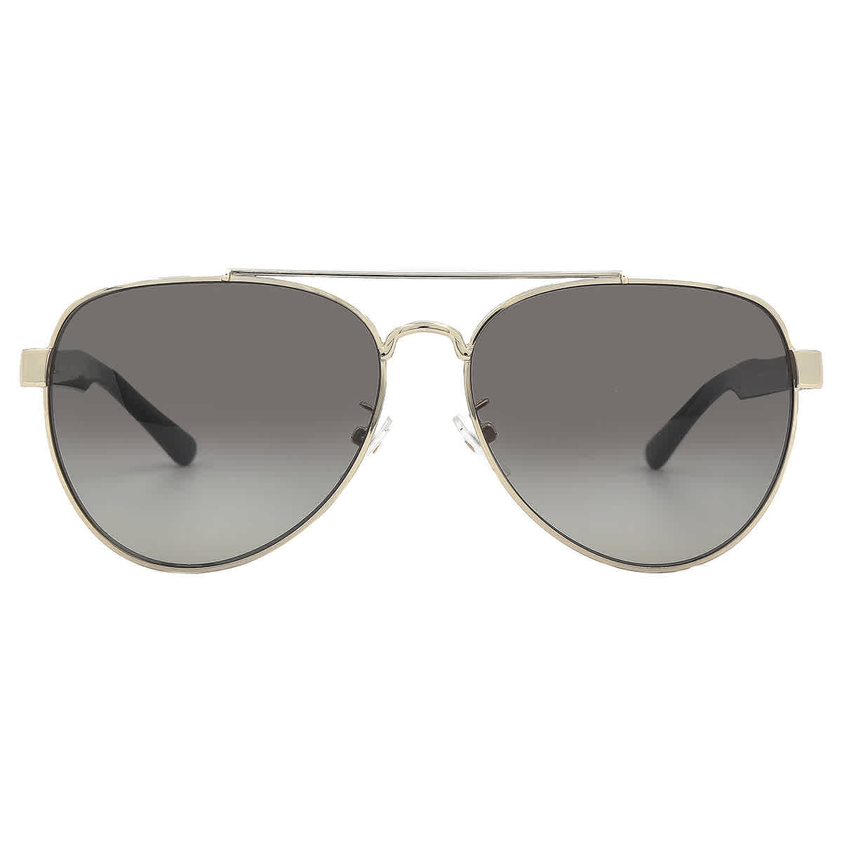 Large Gray and Gold Aviator Gradient Sunglasses with Metal Frame