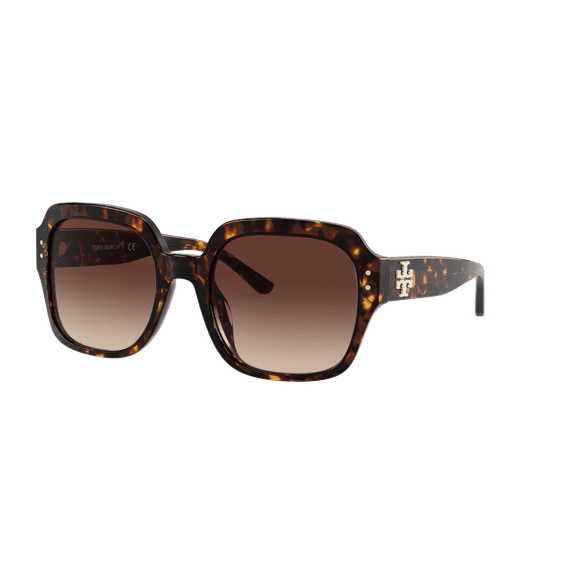 Tory Burch TY 7143U Plastic Womens Square Sunglasses Dark Tortoise 56mm Adult