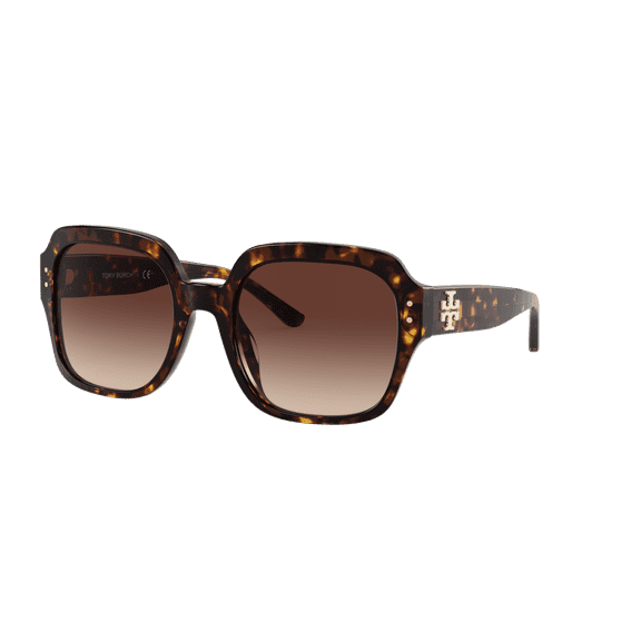 Tory Burch TY 7143U Plastic Womens Square Sunglasses Dark Tortoise 56mm Adult