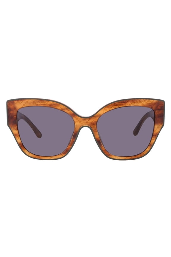 TY 7184U Plastic Womens Butterfly Sunglasses Honey Wood w/Olive Piping 54mm Adult