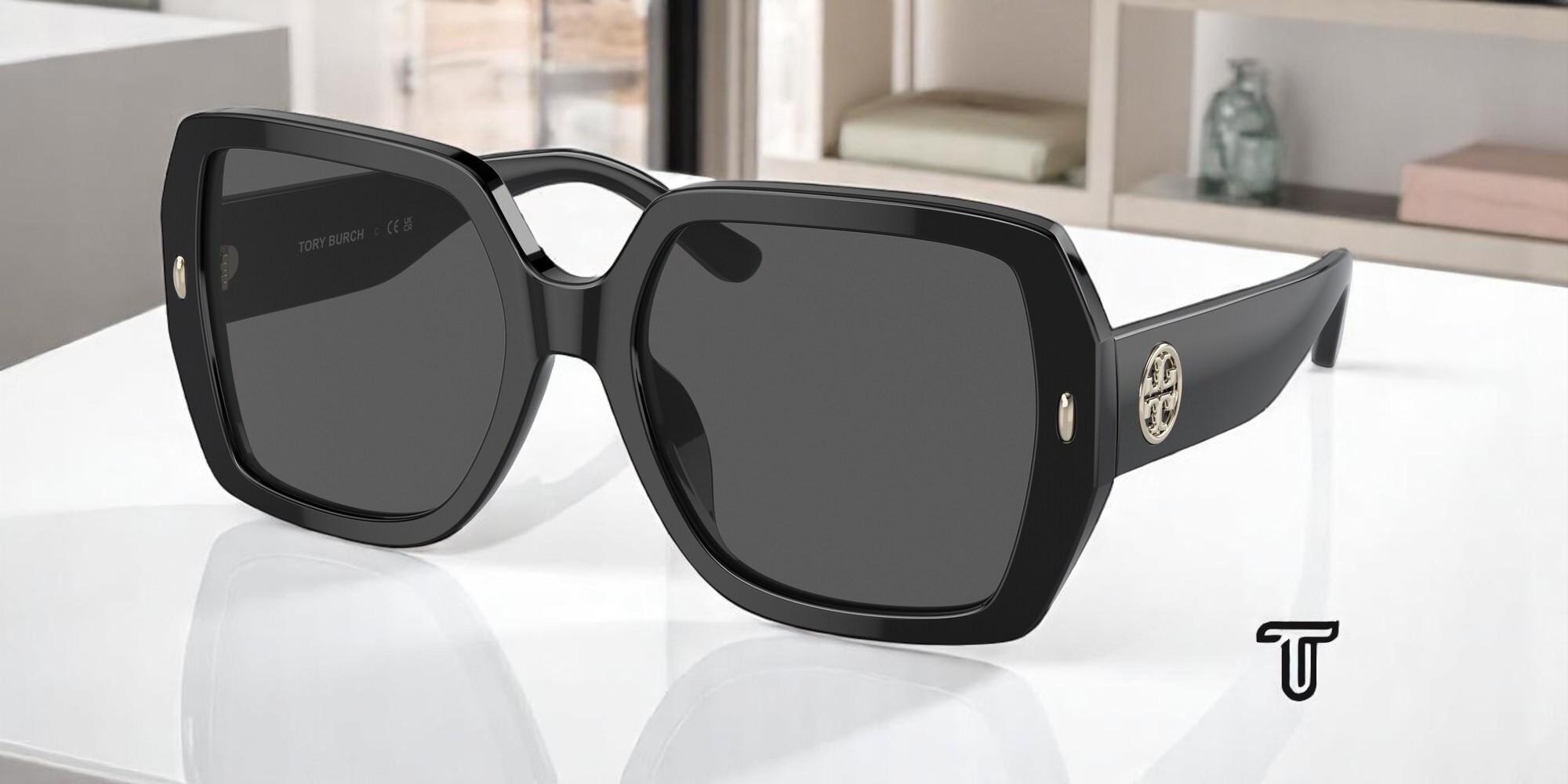 Tory Burch TY 7191U Plastic Womens Square Sunglasses Black 