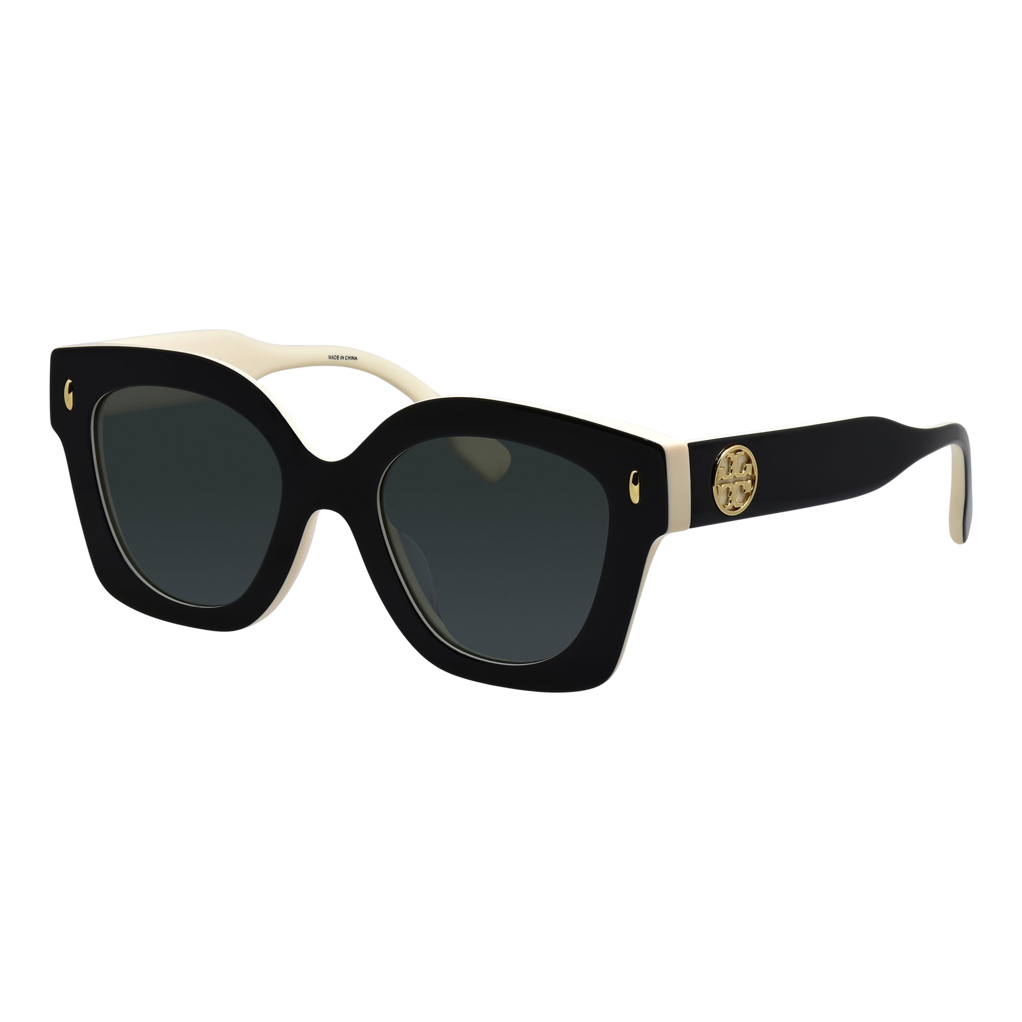Tory Burch TY 7201U Plastic Womens Irregular Sunglasses Black/Ivory 49mm Adult