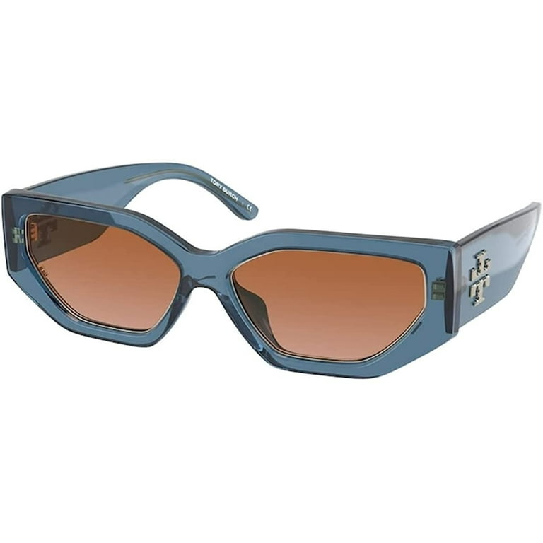 Tory Burch TY9070U 185913 55MM Transparent Blue/Amber Gradient Irregular  Sunglasses for Women + BUNDLE With Designer iWear Complimentary Eyewear Kit  