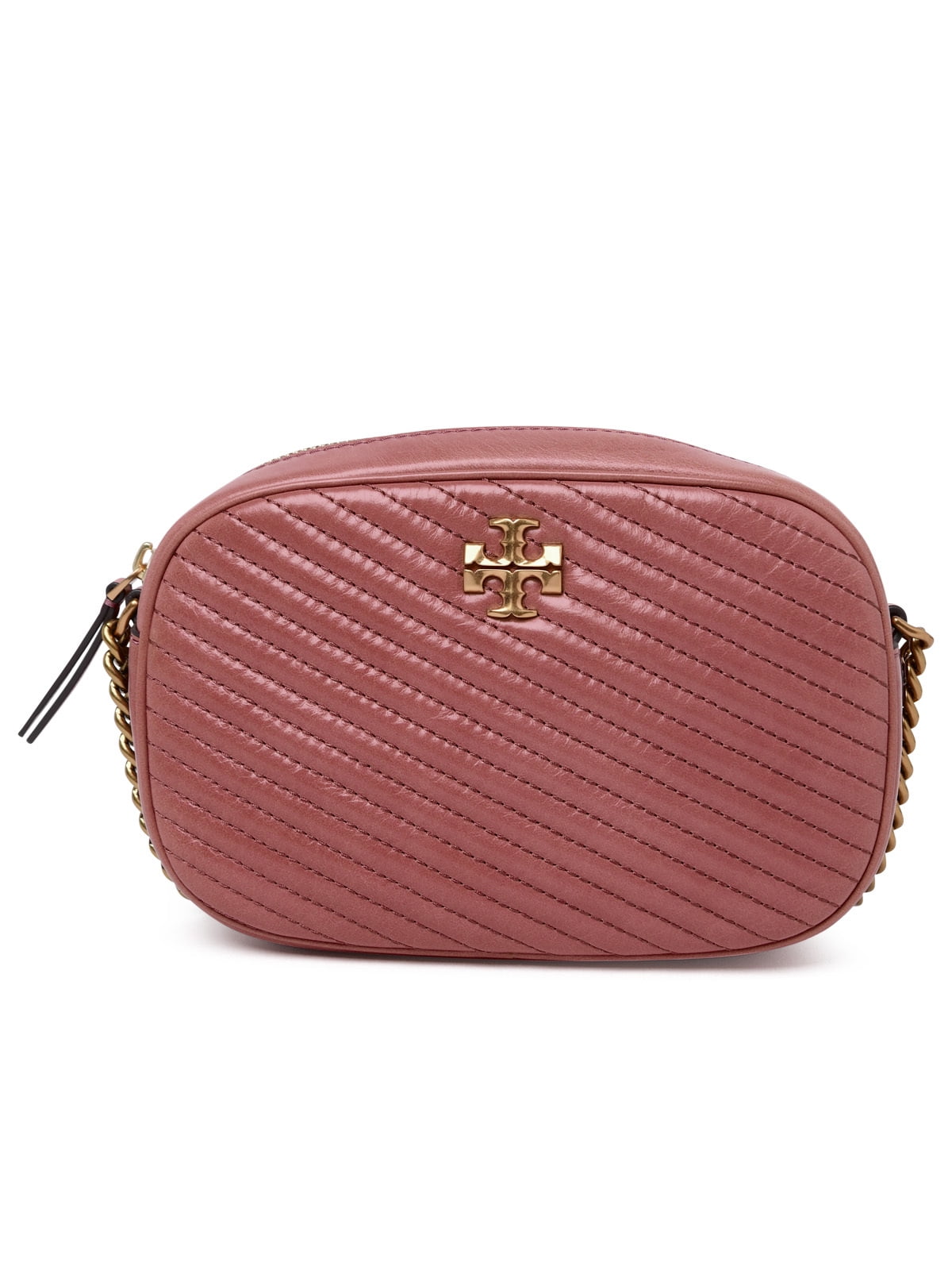 Tory Burch Woman Kira Moto Chevron Crossbody Bag In Magnolia Pink Aged