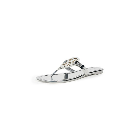 Tory Burch Women's Argento Silver Miller Logo Slides Sandals Shoes