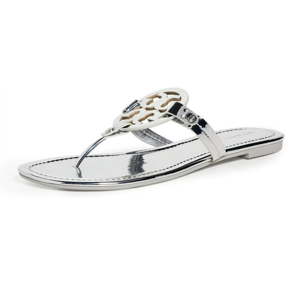 Tory Burch Women's Argento Silver Miller Logo Slides Sandals Shoes