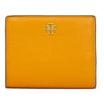 thumbnail image 1 of Tory Burch Women's Blake Color-Block Pebbled Leather Mini Wallet (Orange Citrine / Curly Ditsy Logo), 1 of 3