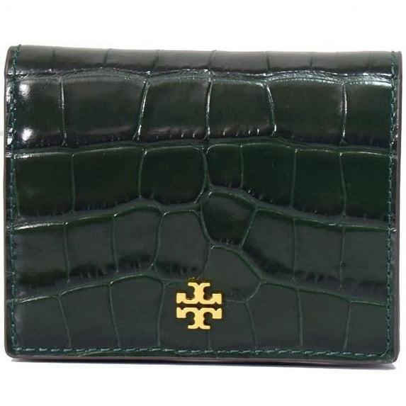 Tory Burch Women's Blake Croc Embossed Leather Snap Mini Wallet (Deep Kelp)