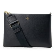 Tory Burch Womens Blake Medium Pebbled Leather Top-Zip Swingpack Crossbody Bag Black