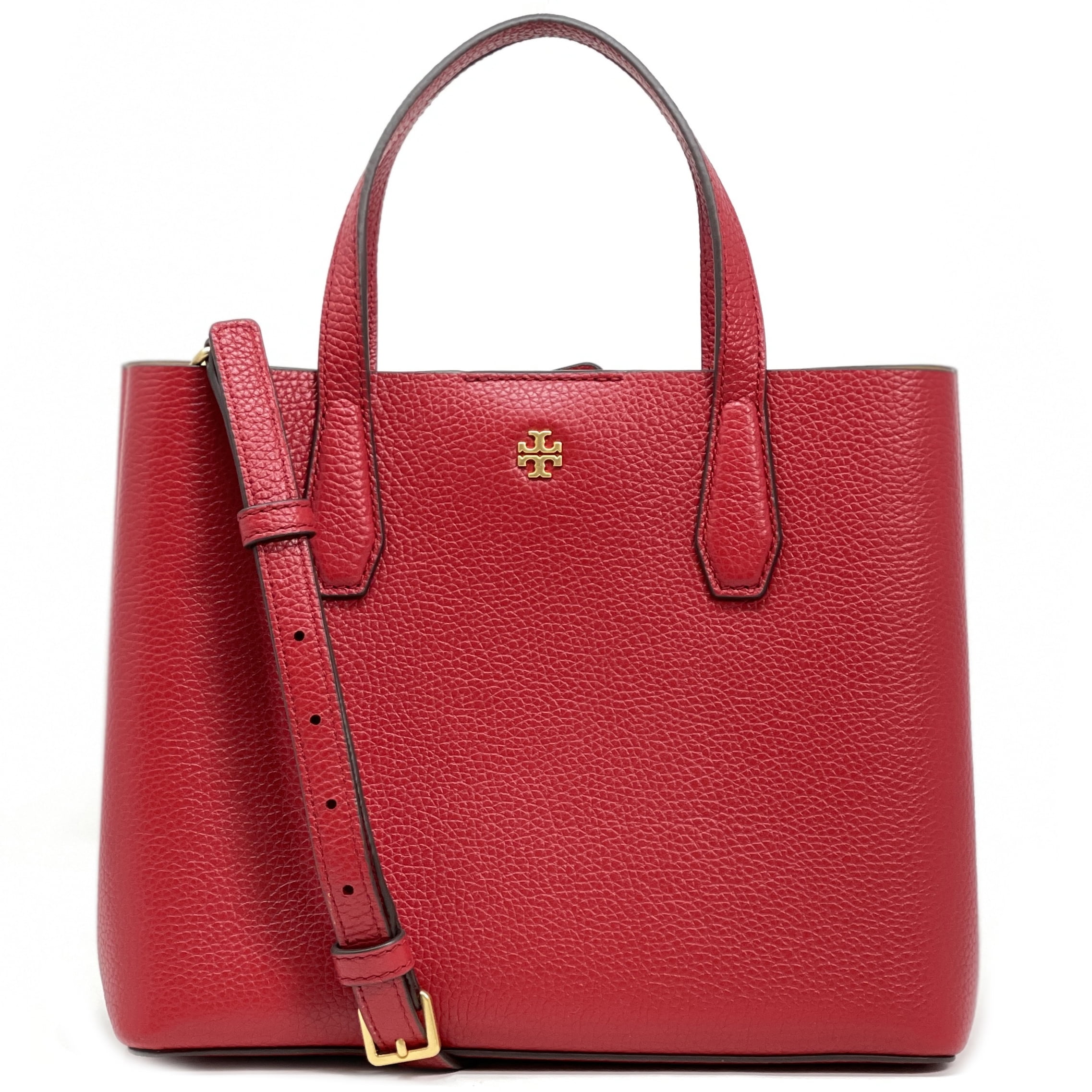Tory Burch Women's Blake Pebbled Leather Small Tote Bag (Tory Red
