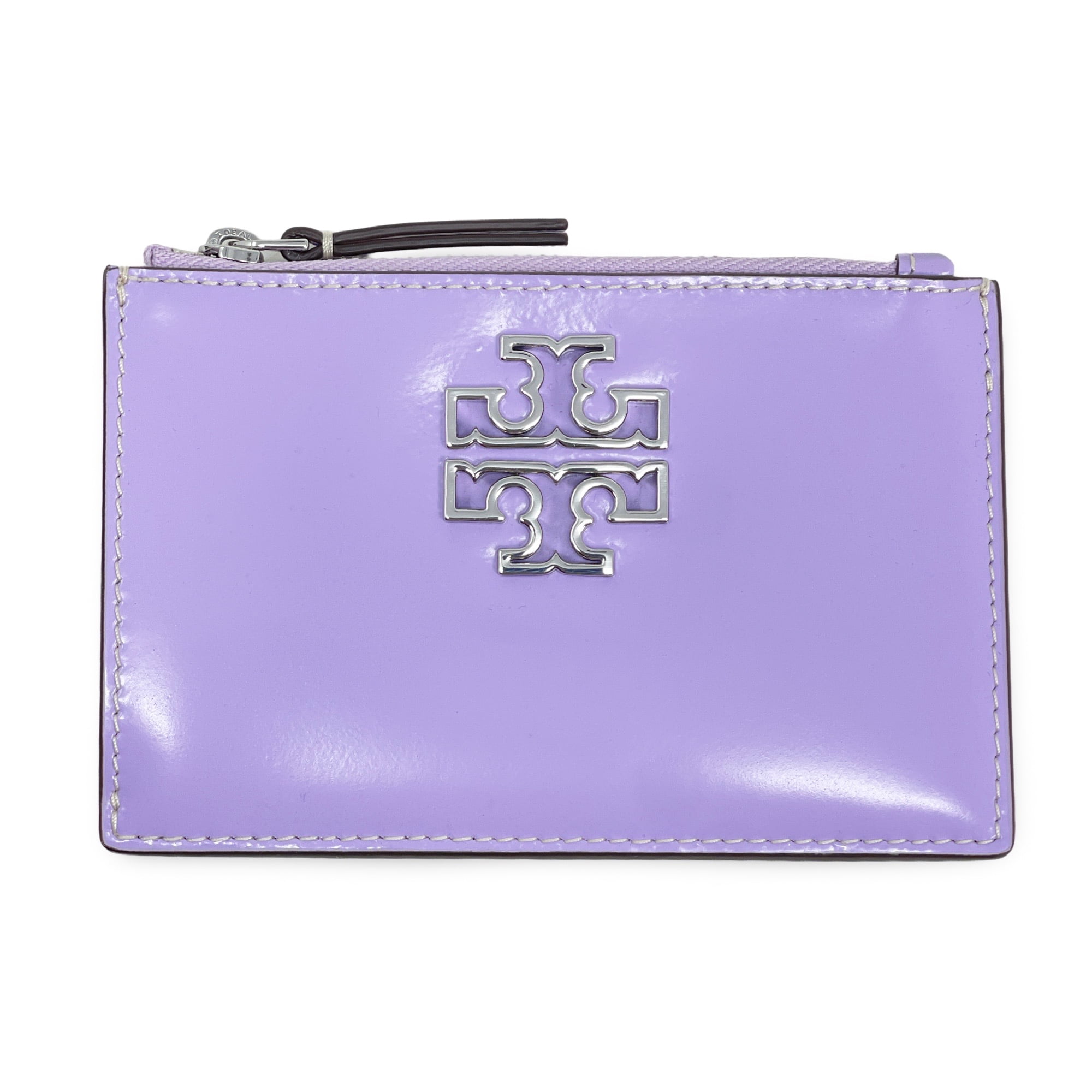 Tory Burch Women's Britten Medium Patent Leather Top Zip Card Case